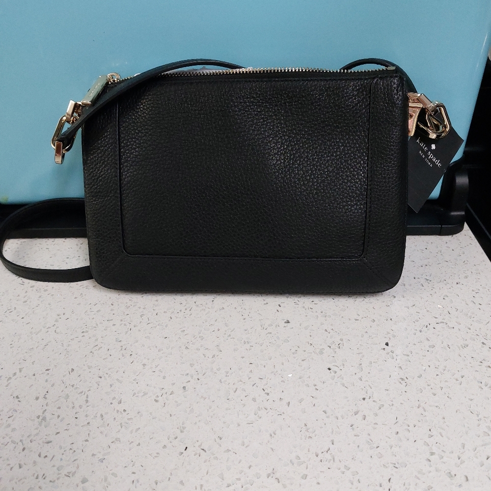 LAST CALL Kate Spade Pebbled Leather Lena Black NWT - Picture 2 of 5